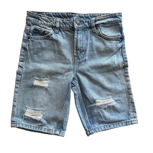 7 For All Mankind Kids Distressed Denim Bermuda Shorts Size 10 Tween - Picture 1 of 8